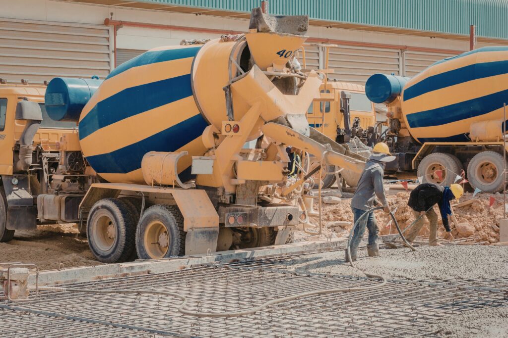 concrete construction site emphasizing the element of safety